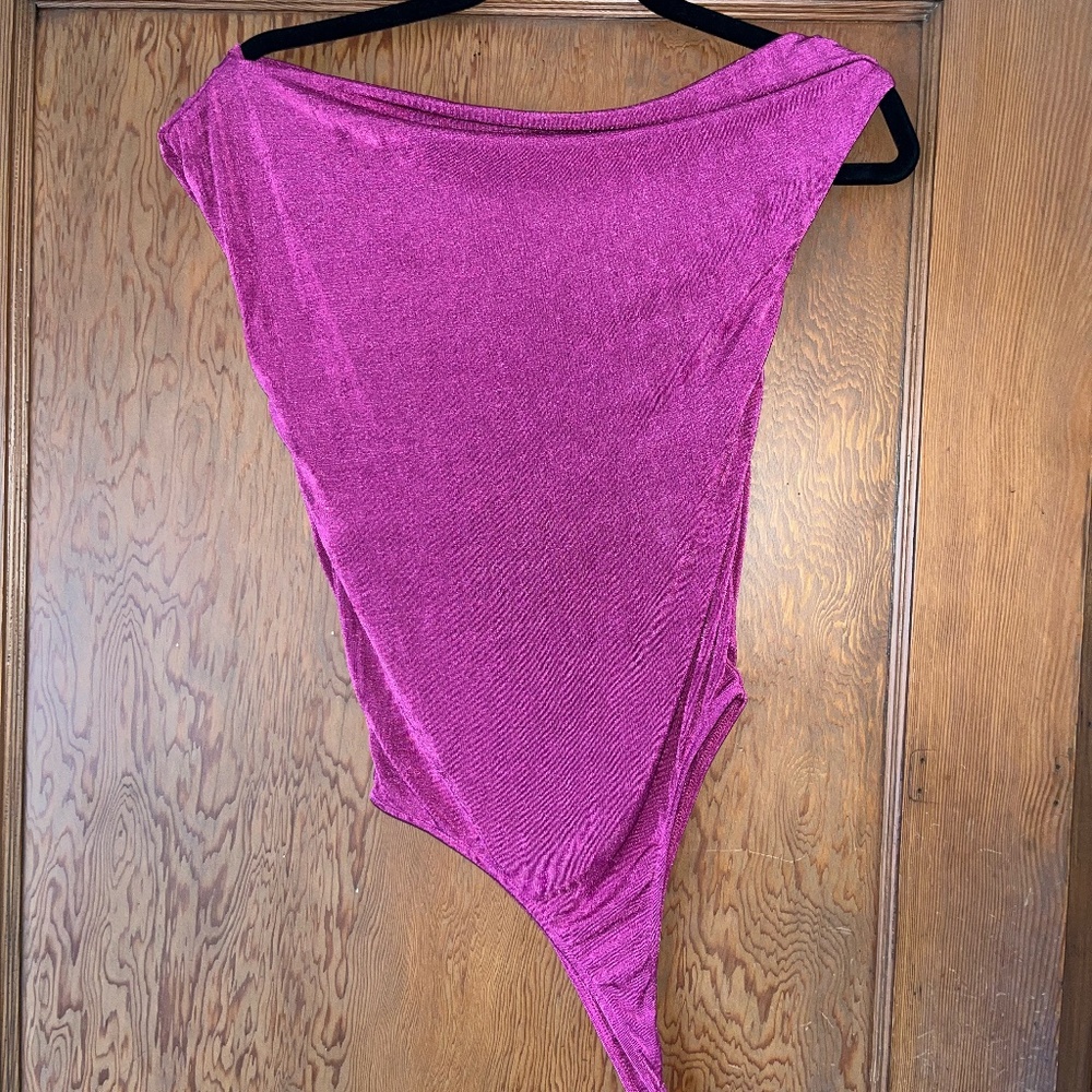Pink off the shoulder body suit